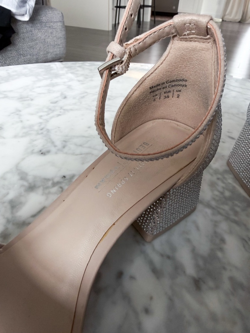 Call It Spring Rhinestone Block Heel Sandals - Size 5, Worn Once - Picture 6 of 6